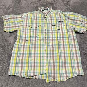 Columbia PFG Shirt Mens Medium Plaid Super Bonehead Vented Performance